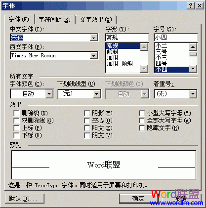 字体中设置字号大小